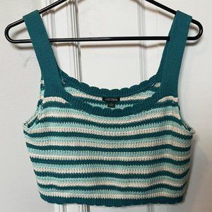 ★ Wild Fable blue and white striped crochet top